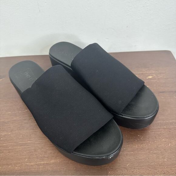 Bebe Size 9 Y2K 90s Black Slinky Platform Stretch Slide Sandals - Picture 4 of 11